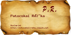 Patocskai Réka névjegykártya